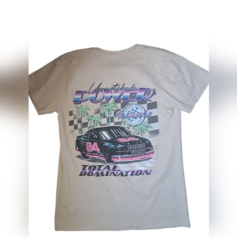 Thrift Shop Exchange MIAMI 84 RACING SPEEDWAY tshirt short sleeve Retro TEE S - Picture 2 of 6